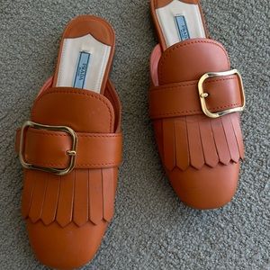 Orange Prada Mules